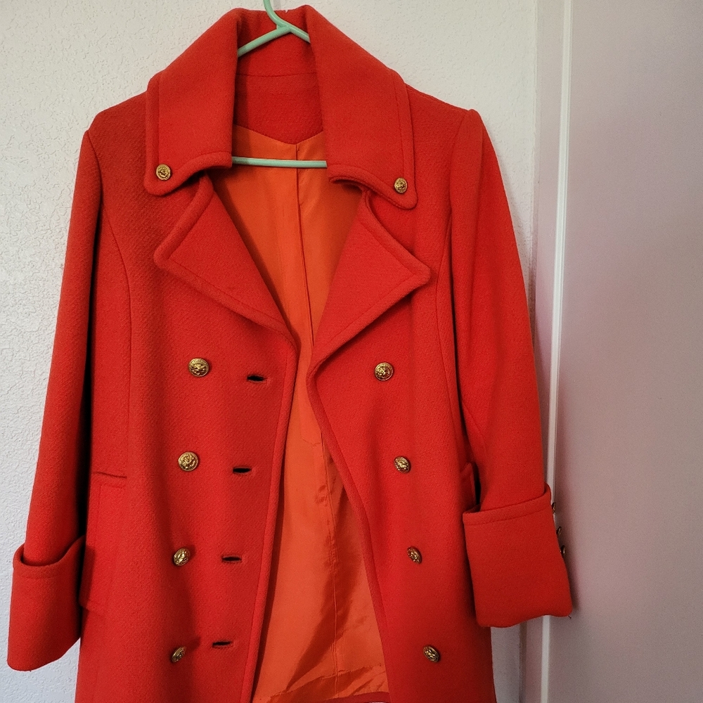 Red/Coral wool blend coat